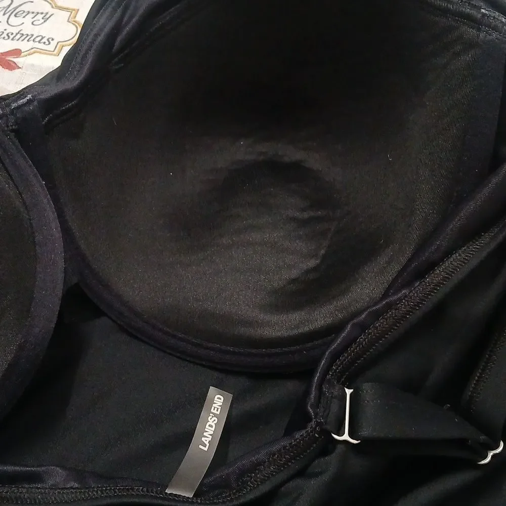Lands' End black Tankini swimsuit top with underwire Sz 22W NWOT